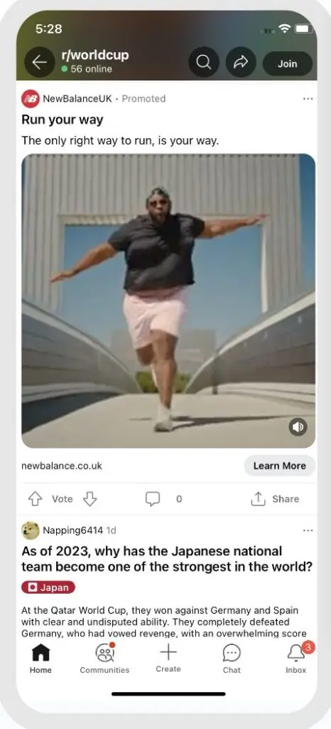 New Balance Reddit Ad