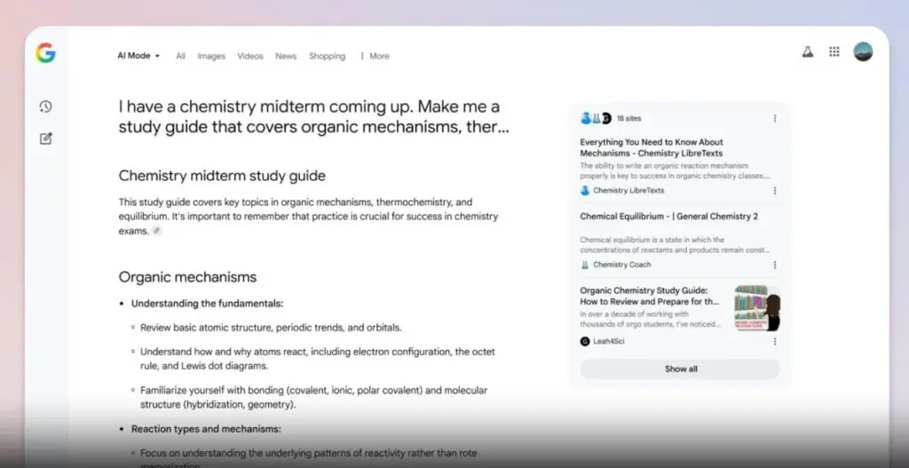 Google AI Mode Creating Outlines
