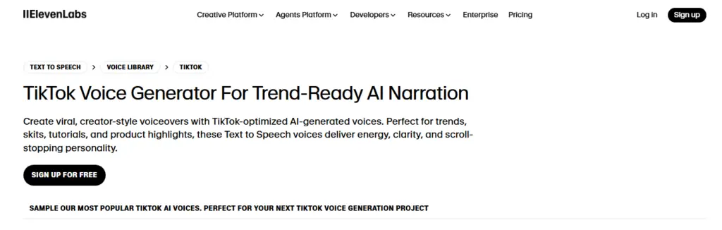 ElevenLabs AI TikTok Voice Generator Banner