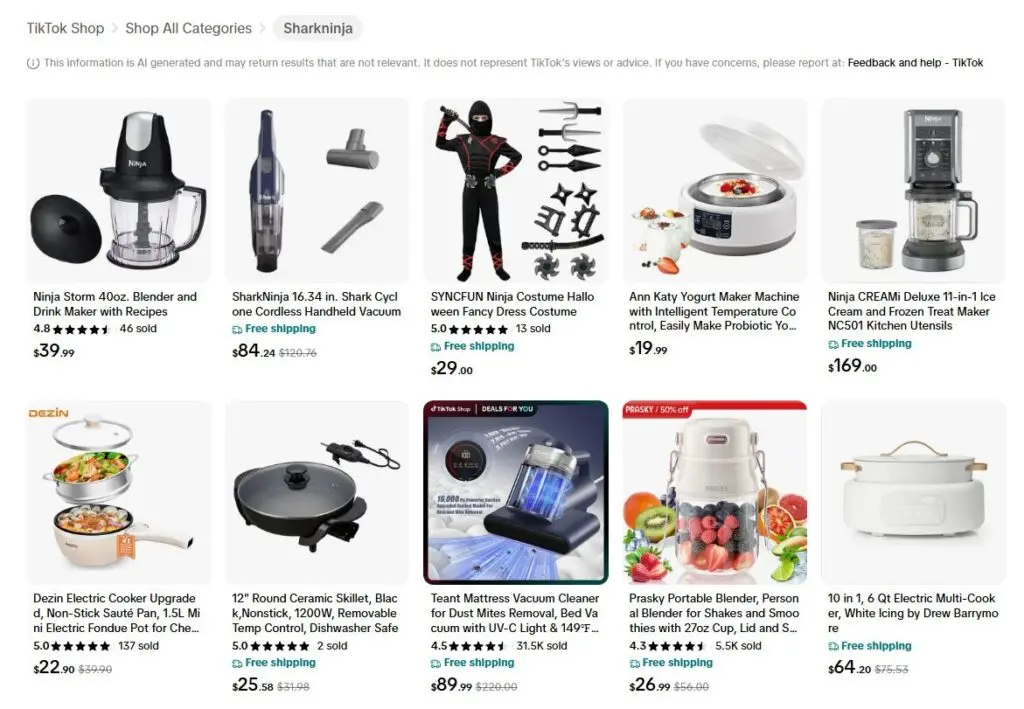 SharkNinja TikTok Shop