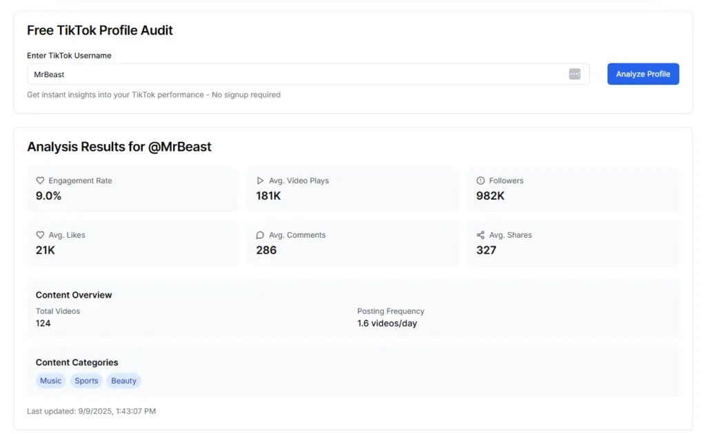 Infloq TikTok Audit MrBeast