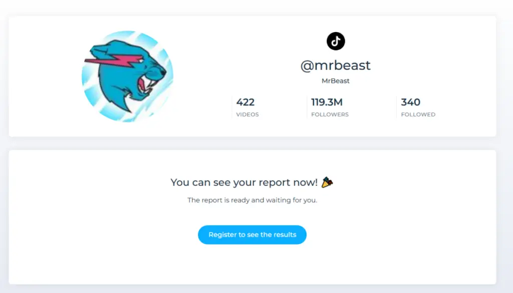 SocialAuditor TikTok Audit MrBeast