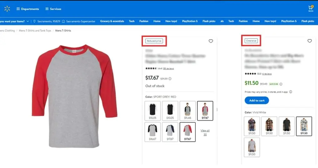 Walmart Reduced Price vs Clearance