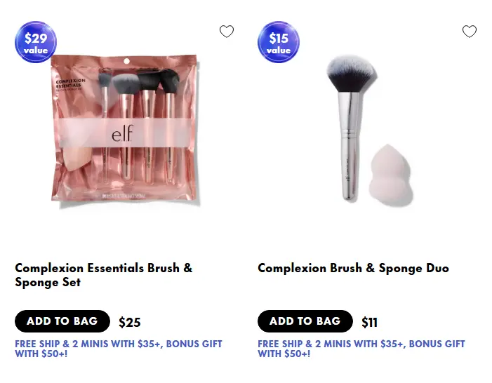 elf cosmetics up front value example