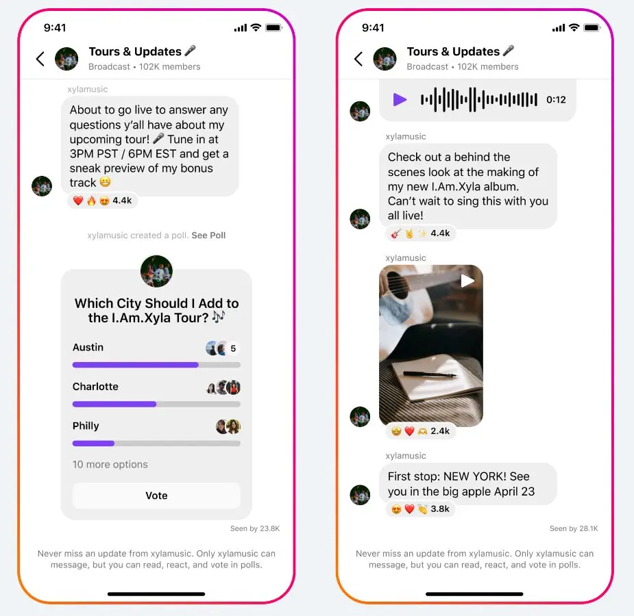 Instagram Broadcast Channel Polls