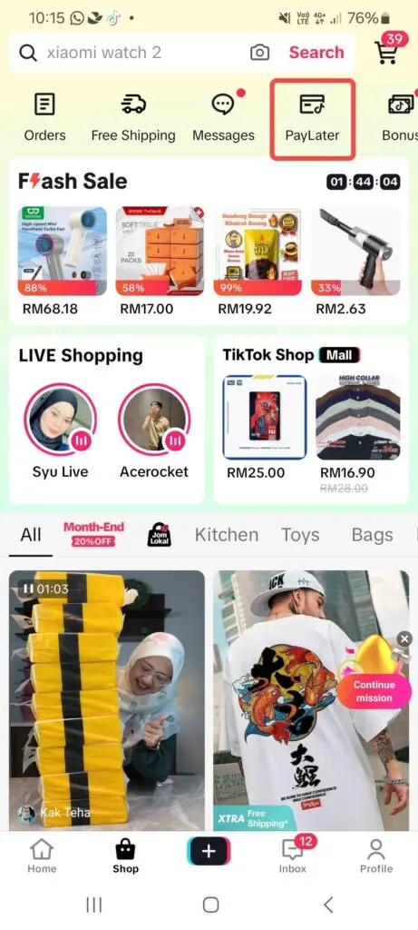 TikTok Shop Pay Later