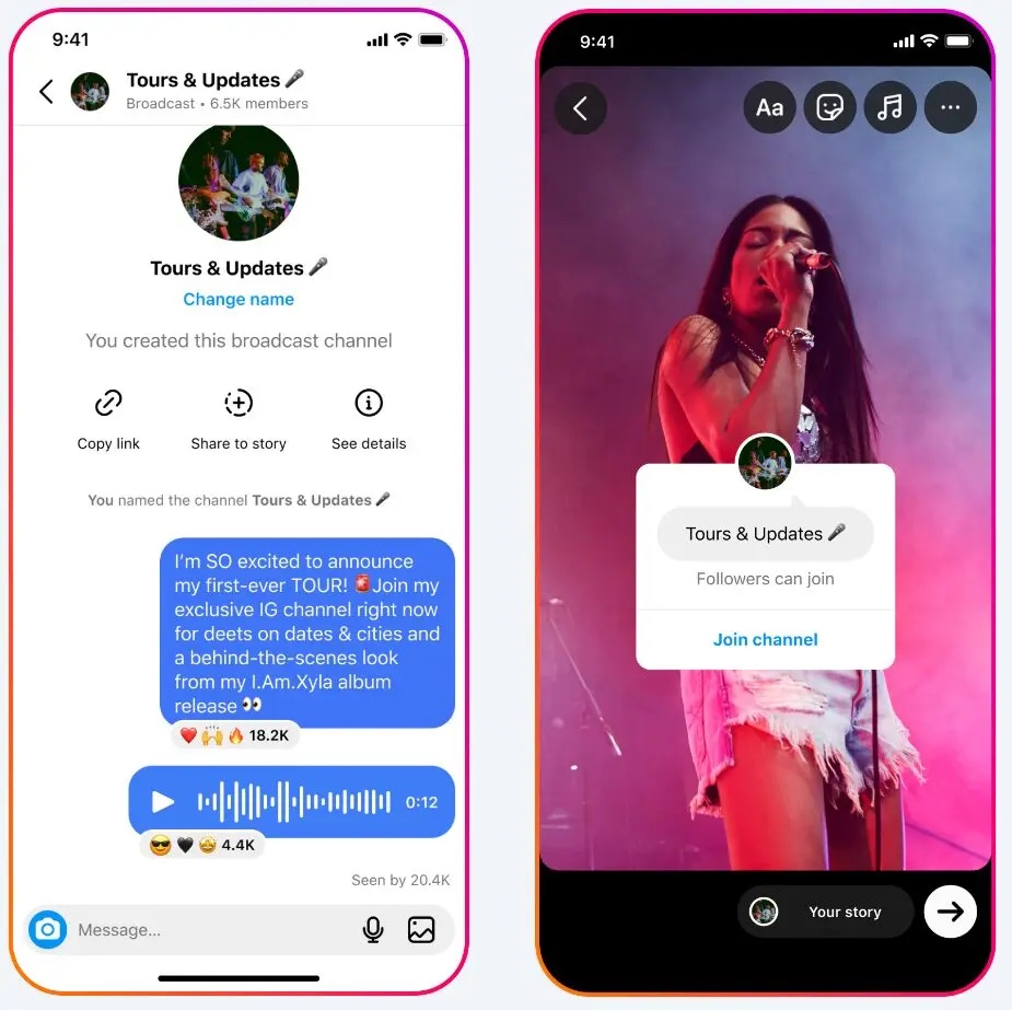 IG Broadcast Channel Voice Notes