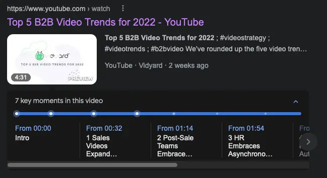 Vidyard Key Moments YouTube Chapters