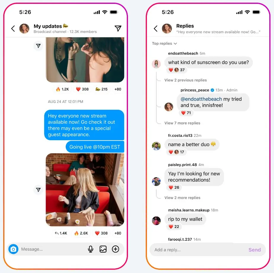 IG Broadcast Channel Replies