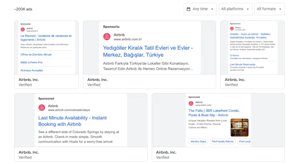 Airbnb Google Ads