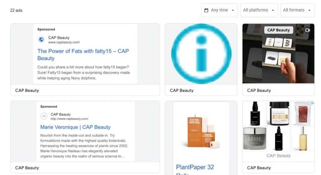 Google Ads Transparency Center Examples