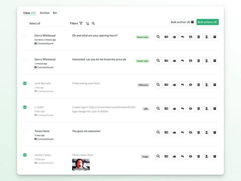 commentguard instagram and facebook inbox moderation