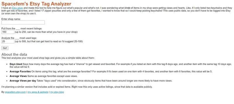 Spacefem’s Etsy Tag Analyzer