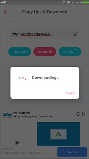 TikTok Downloading video