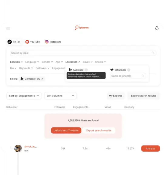 IQfluence’s Lookalike feature