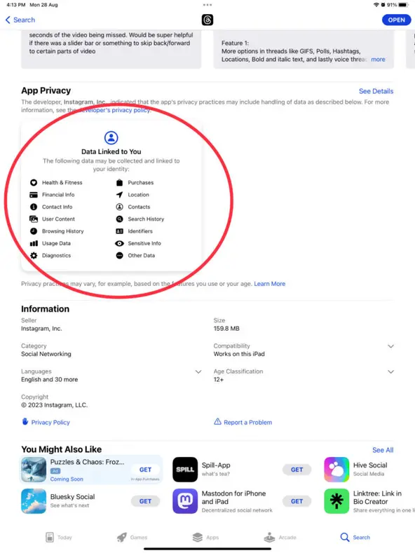 X vs Threads app privacy