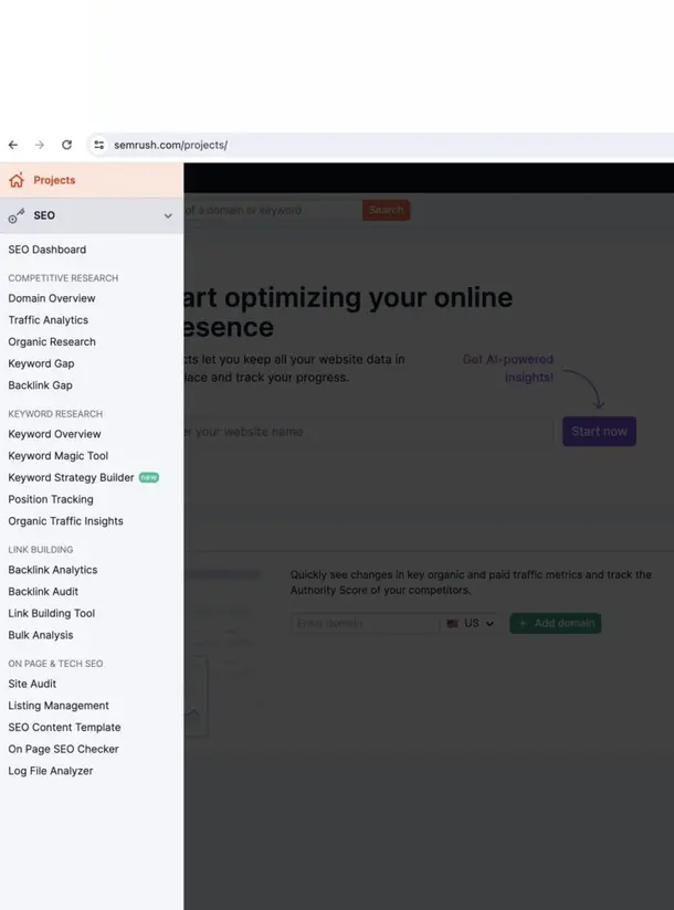 Semrush Dashboard