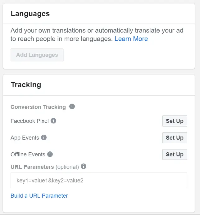 Tracking options