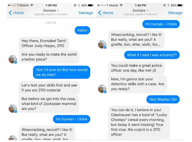 Chatbot Marketing example