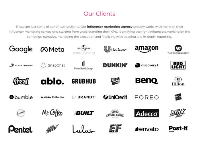 The Influencer Marketing Factory clients