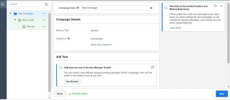 Facebook campaign details