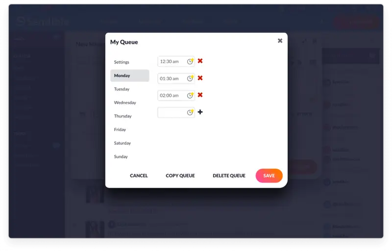 Sendible / Smart Queues feature