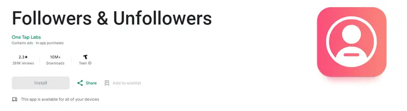 Followers & Unfollowers (One Tap Labs)