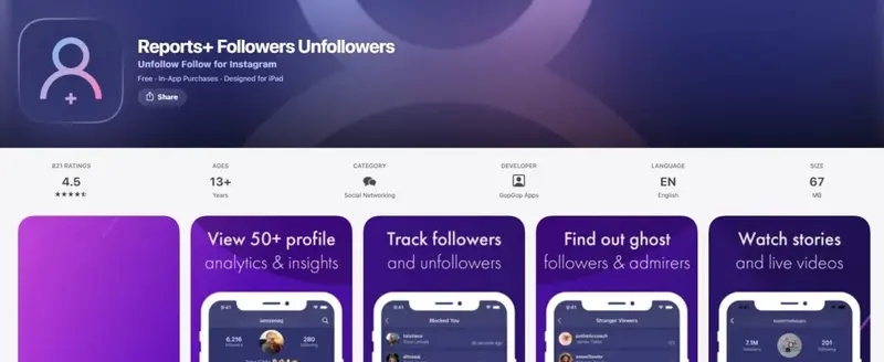 Reports+ Unfollowers Followers