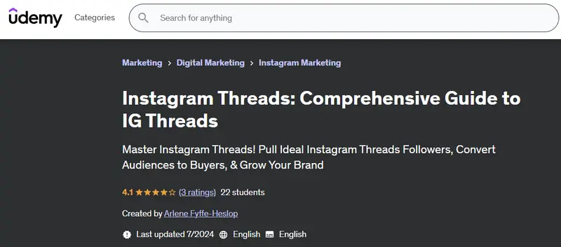 Comprehensive Guide to Instagram Threads (Udemy)
