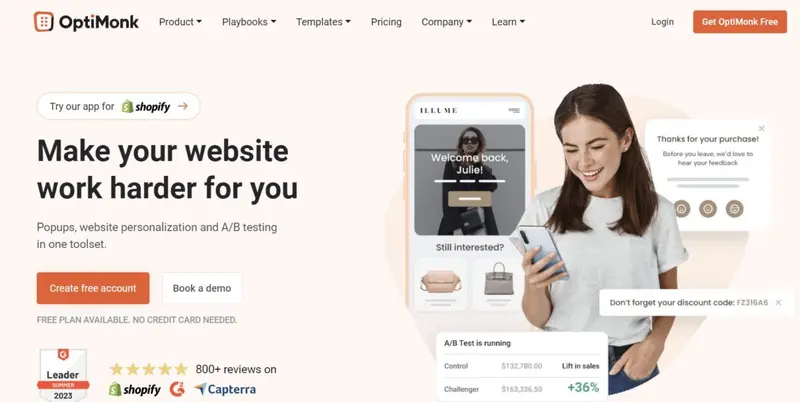 Exit Intent Popup by OptiMonk