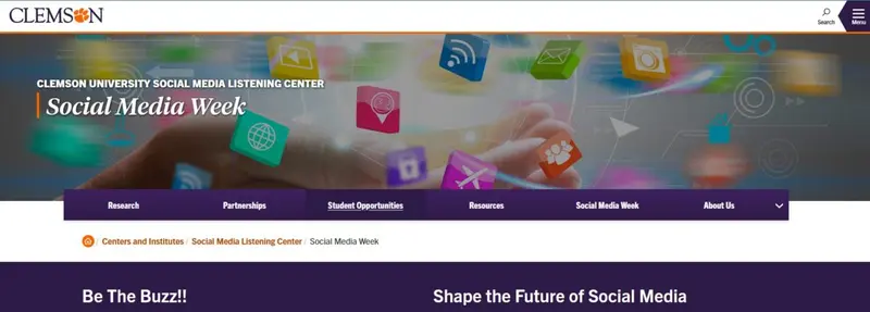 Clemson University Social Media Listening Center Social Media Week