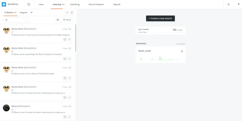 Social listening works comparably Agorapulse