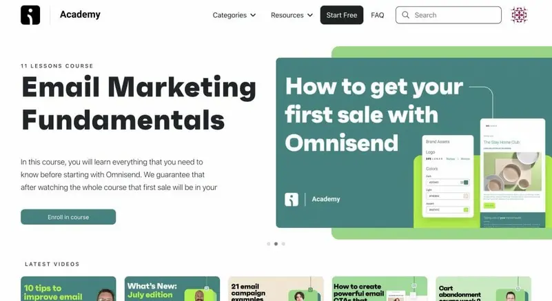 Create an online course - Omnisend