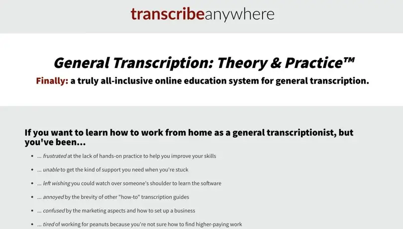 TranscribeAnywhere online cource