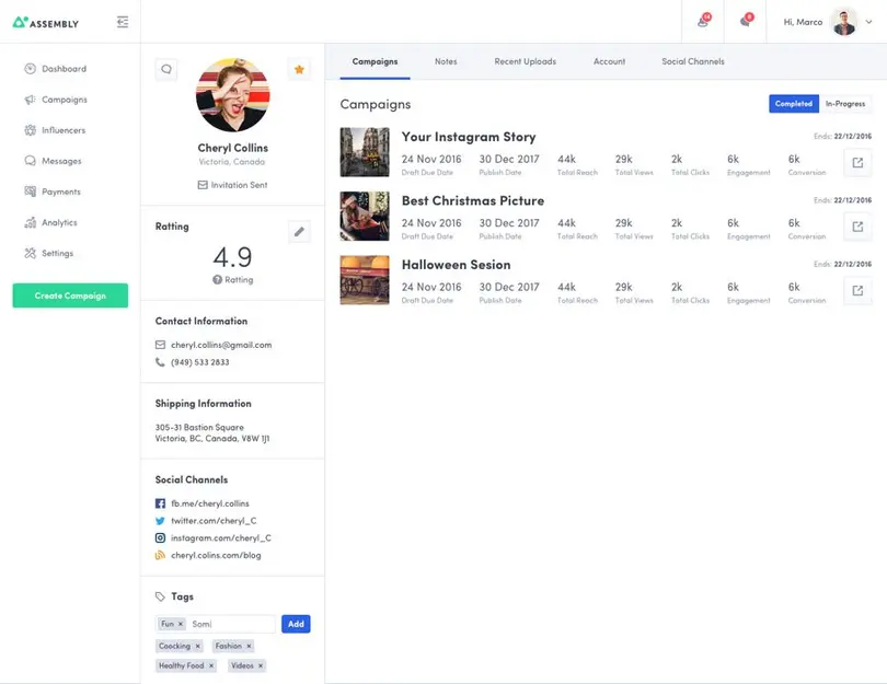 assembly campaigns dashboard