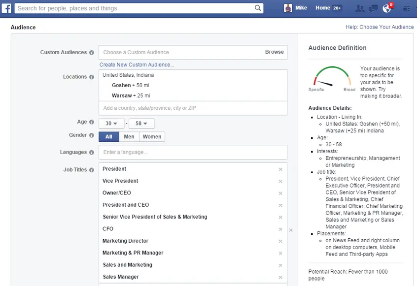 custom audience on facebook