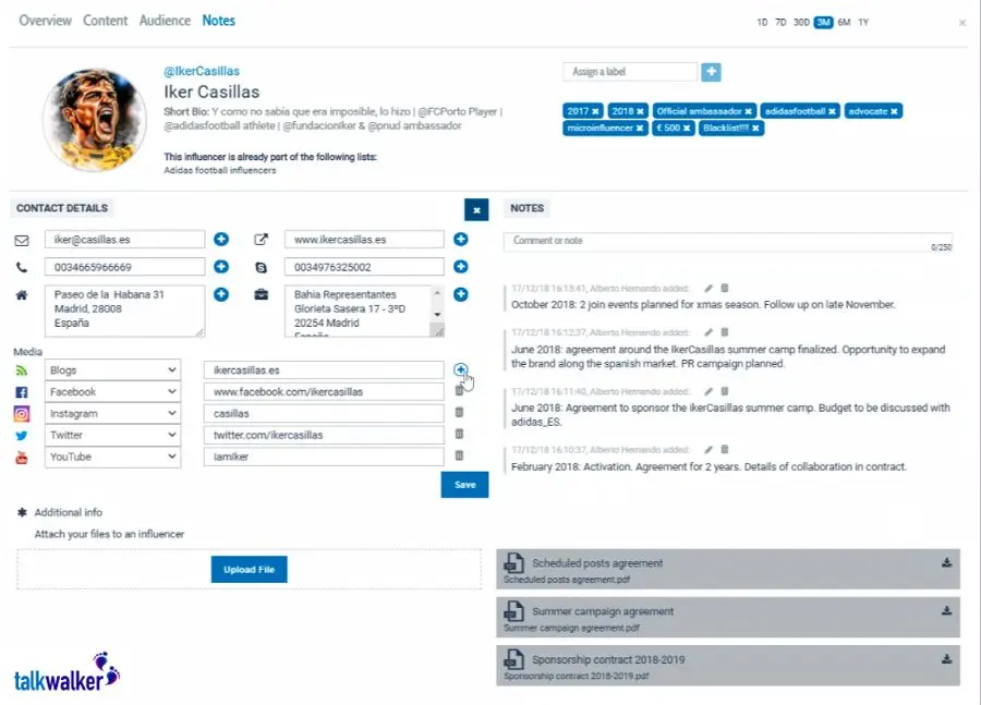 Example CRM Influencer One
